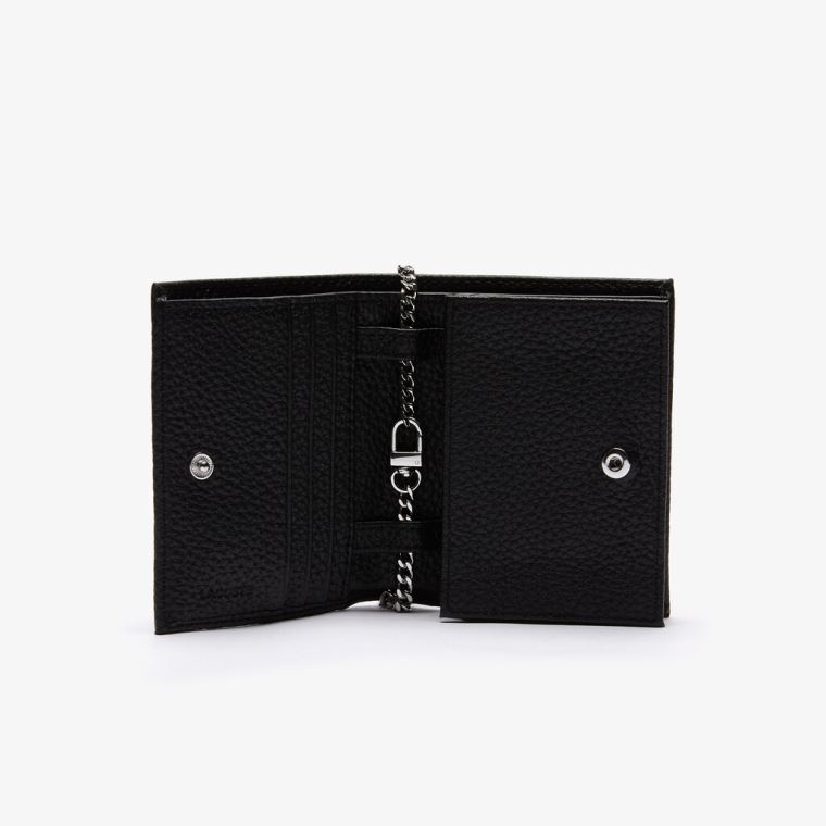 Lacoste Croco Crew Grained Læder Phone Wallet Černé | peKKyYmO