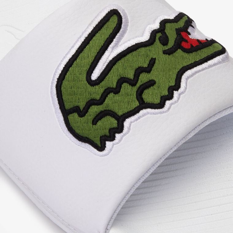 Lacoste Croco Syntetická Slides Bílé Zelene | GoXsopRB