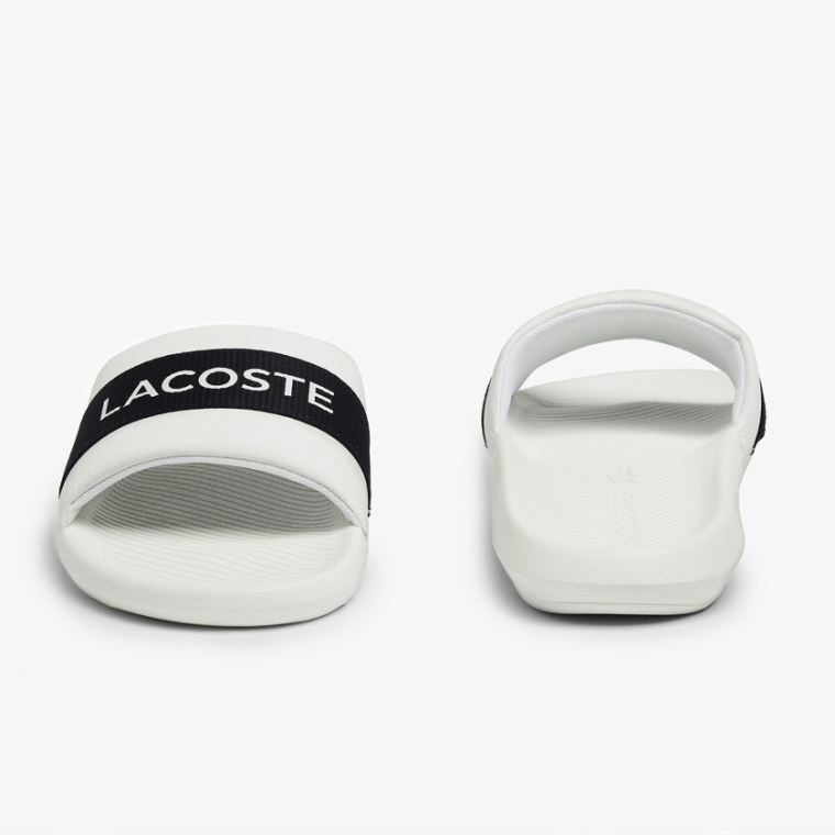 Lacoste Croco Textilní Logo Slides Bílé Tmavě Blankyt | SPGwbLQV