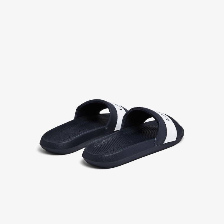 Lacoste Croco Textilní Logo Slides Tmavě Blankyt Bílé | xbTWJgG4