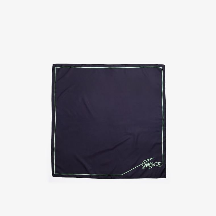 Lacoste Crocodile Print Lehké Bavlněné And Silk Scarf Tmavě Blankyt Blankyt | yA76XUpL