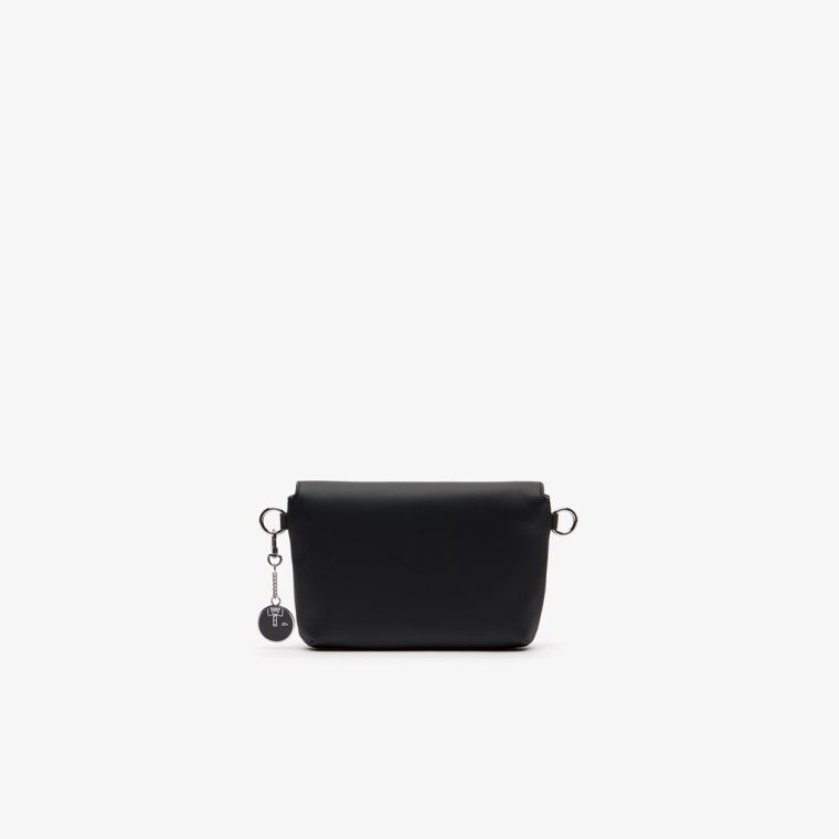 Lacoste Daily Classic Coated Piqué Platene Flap Shoulder Bag Černé | EuVjaQbu