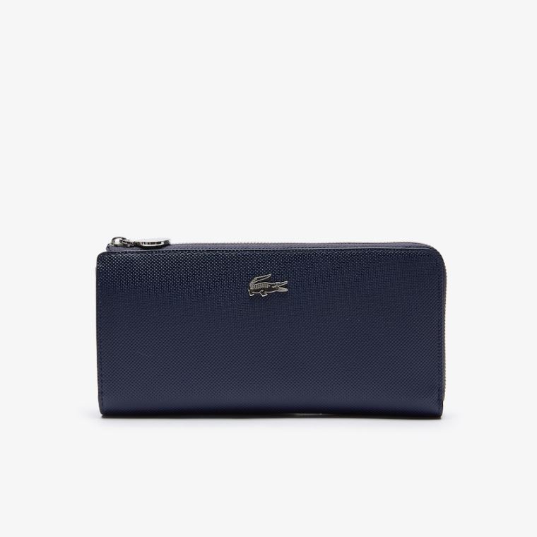 Lacoste Daily Classic Coated Piqué Platene 10 Card Zip Wallet Tmavě Blankyt | ibJuKYnF