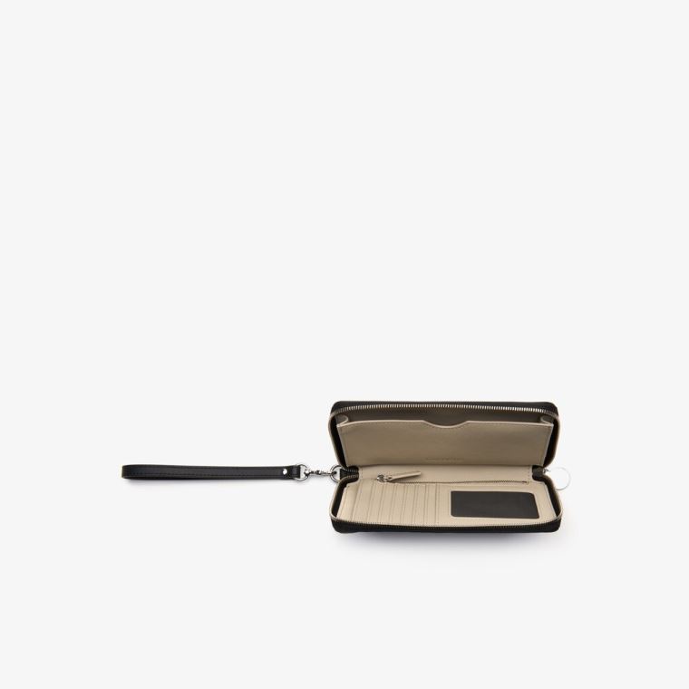 Lacoste Daily Classic Coated Platene Wristlet Wallet Černé | ZYRJgMo7