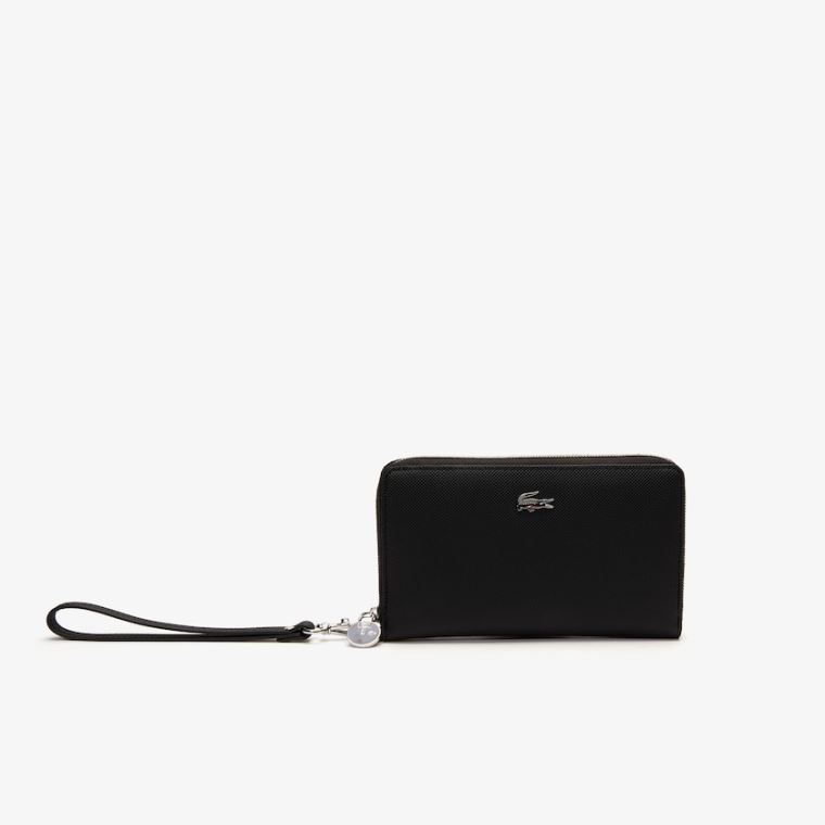 Lacoste Daily Classic Coated Platene Wristlet Wallet Černé | ZYRJgMo7