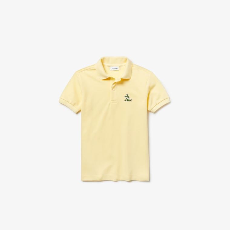 Lacoste Embroidered Bavlněné Petit Piqué Polo Žluté | pfEWia7P