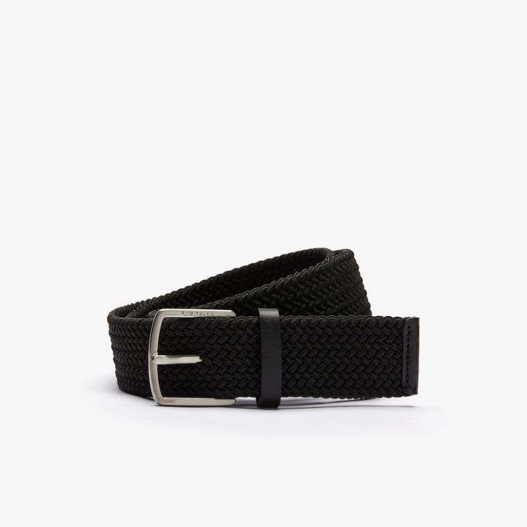 Lacoste Engraved Přezkou Stretch Knitted Belt Černé | fNSfCcXF