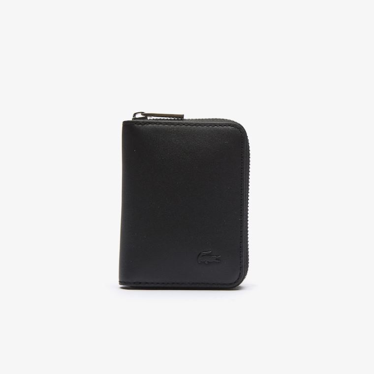 Lacoste Fitzgerald Smooth Læder Small Zippered Wallet Černé | A05UipHd