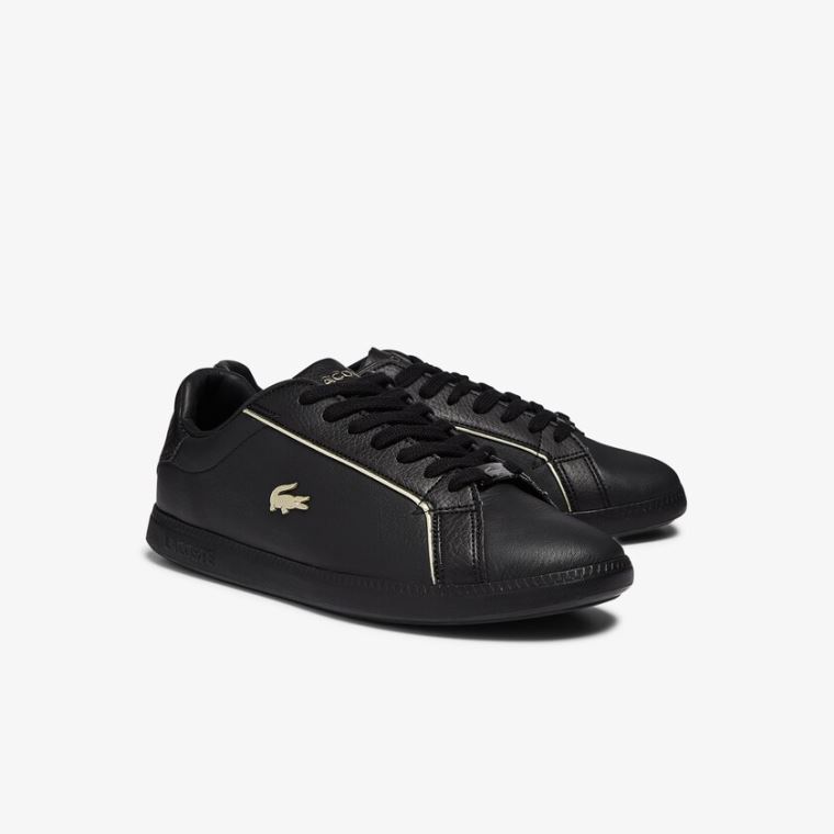 Lacoste Graduate Læder Metallic Detailing Sneakers Černé | L1mSFaAI