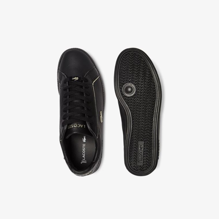 Lacoste Graduate Læder Metallic Detailing Sneakers Černé | L1mSFaAI