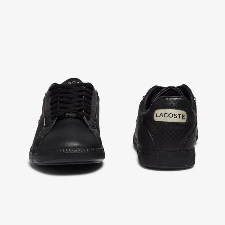 Lacoste Graduate Læder Metallic Detailing Sneakers Černé | L1mSFaAI