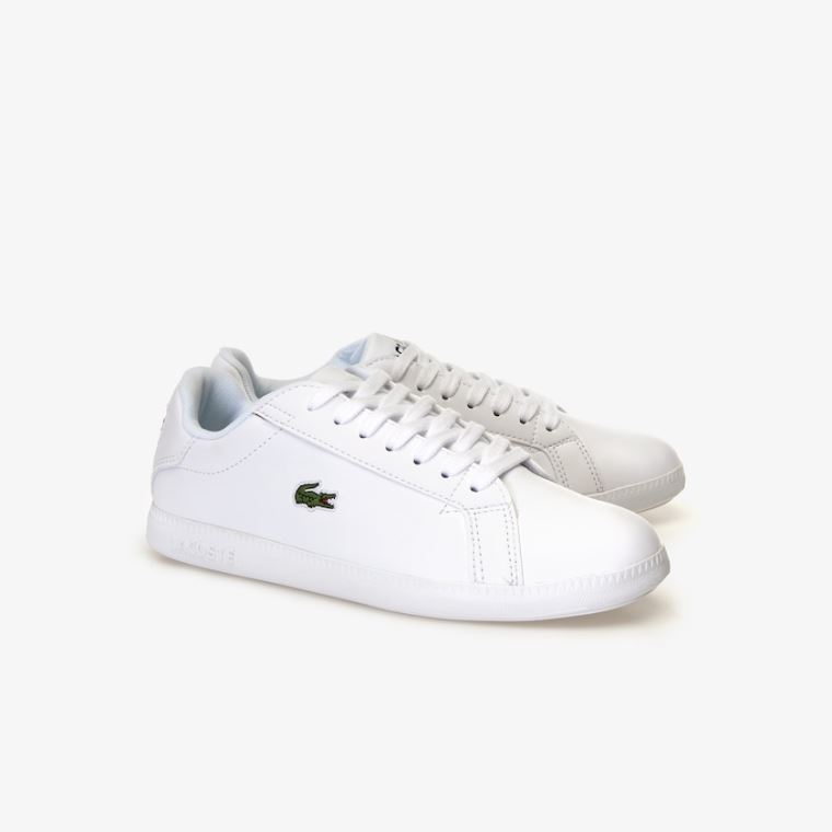 Lacoste Graduate Tonal Læder Sneakers Bílé | IoFqLudr