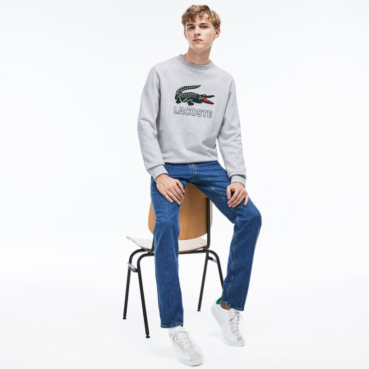 Lacoste Graphic Croc Sweatshirt Šedé | gQoNfNhb