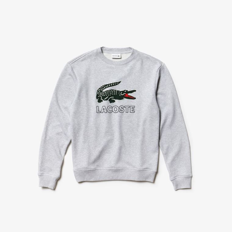 Lacoste Graphic Croc Sweatshirt Šedé | gQoNfNhb