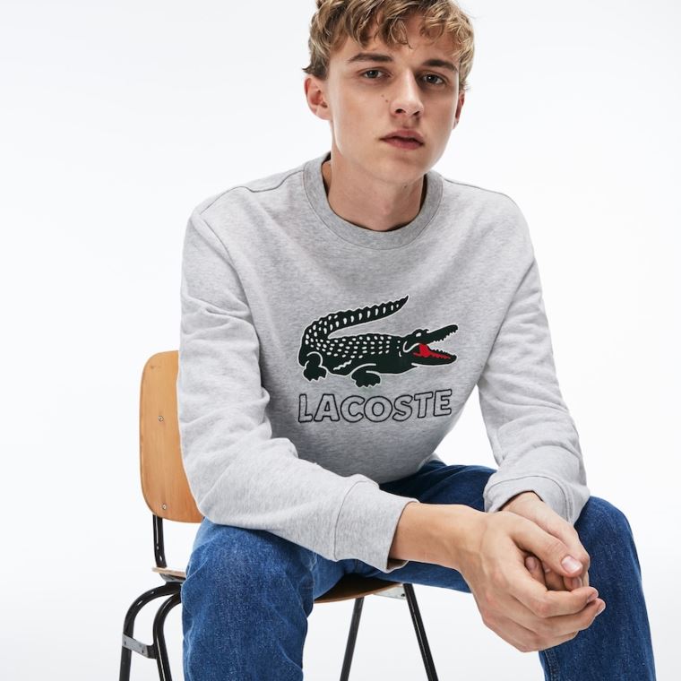 Lacoste Graphic Croc Sweatshirt Šedé | gQoNfNhb