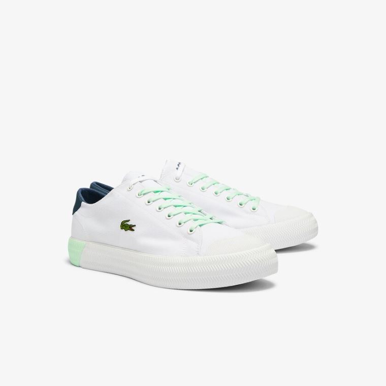 Lacoste Gripshot Platene and Læder Plimsolls Bílé Světle Zelene | Z5BQZS1t