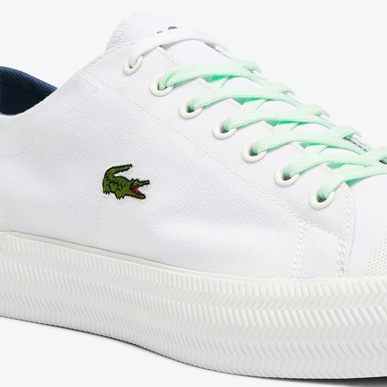 Lacoste Gripshot Platene and Læder Plimsolls Bílé Světle Zelene | Z5BQZS1t