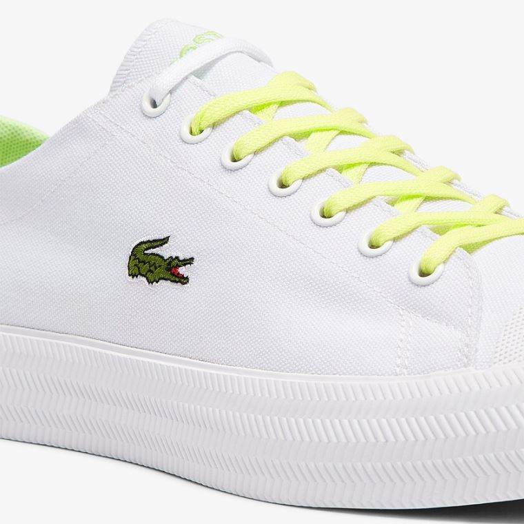 Lacoste Gripshot Platene and Læder Plimsolls Bílé Světle Žluté | nluPlo5p