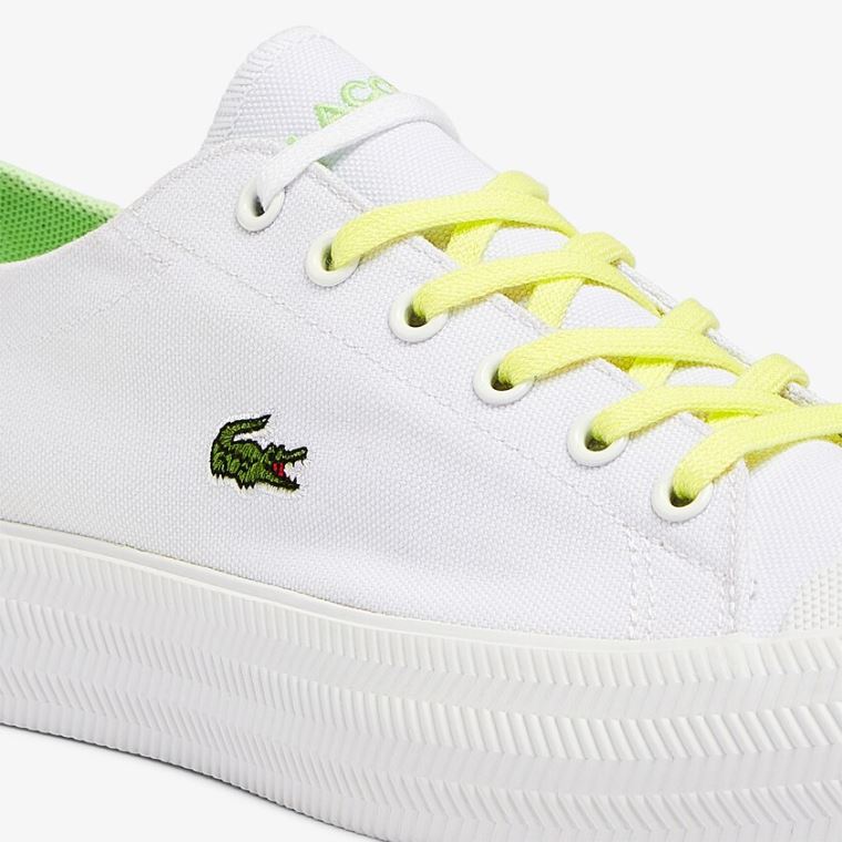 Lacoste Gripshot Platene and Læder Sneakers Bílé Světle Žluté | JbR5ivPr