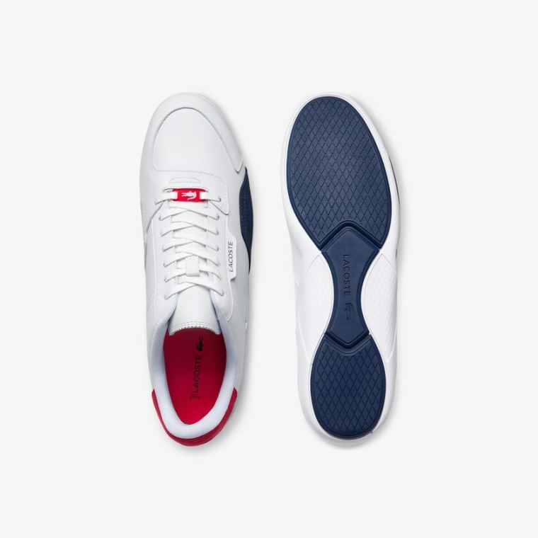 Lacoste Hapona Læder and Syntetická Sneakers Bílé Tmavě Blankyt Červené | bGujRSL9