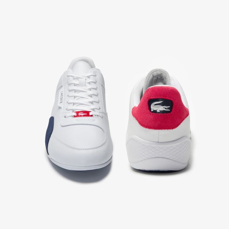 Lacoste Hapona Læder and Syntetická Sneakers Bílé Tmavě Blankyt Červené | bGujRSL9