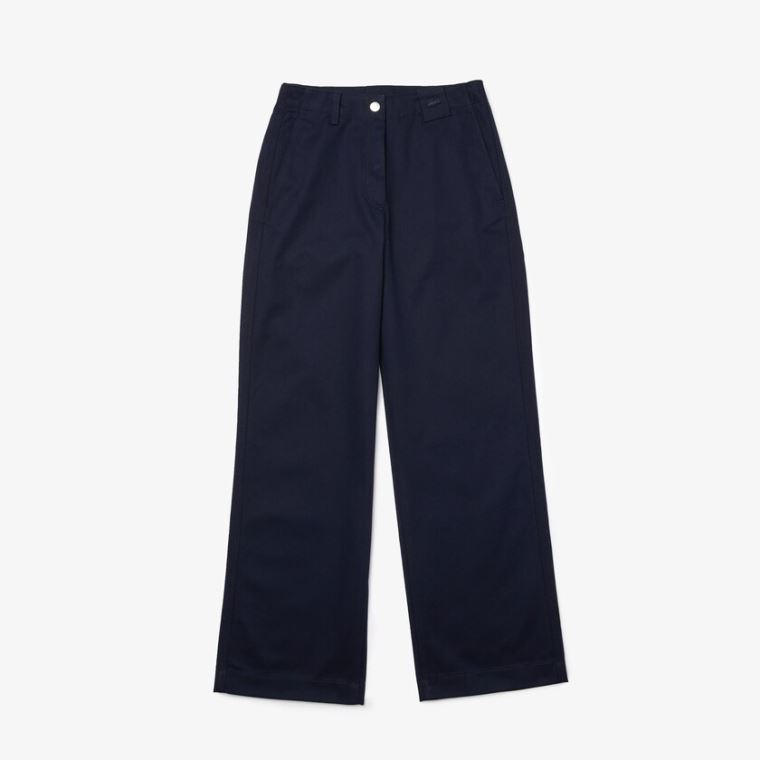 Lacoste High-Waisted Flared Bavlněné Pants Tmavě Blankyt Blankyt | lPmHFjEH