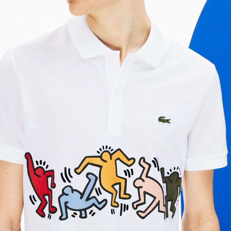 Lacoste Keith Haring Print Piqué Polo Bílé Bílé | vJ6YsB6f