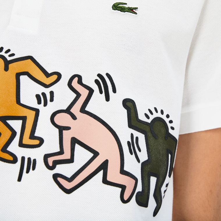 Lacoste Keith Haring Print Piqué Polo Bílé Bílé | vJ6YsB6f