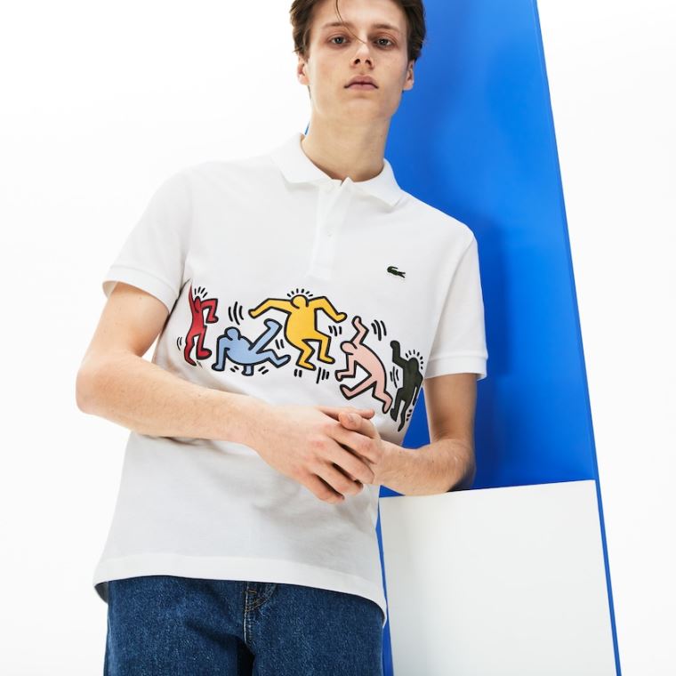 Lacoste Keith Haring Print Piqué Polo Bílé Bílé | vJ6YsB6f