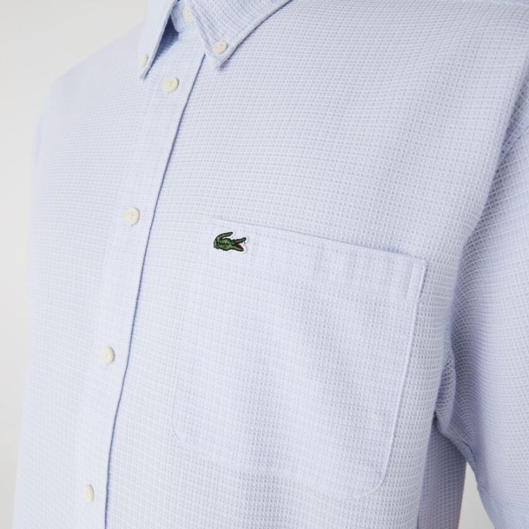 Lacoste Krátké-Sleeved Lehké Bavlněné Shirt Světle Blankyt Bílé | cDyMJY2O