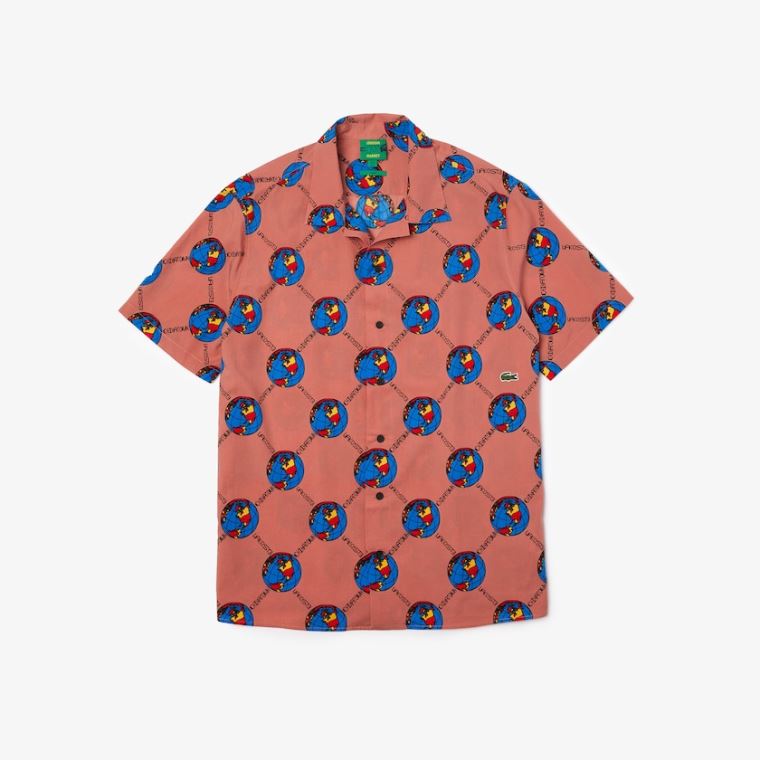 Lacoste LIVE Chinatown Market Collaboration Print Shirt Růžové Bílé | 2vVTie7v