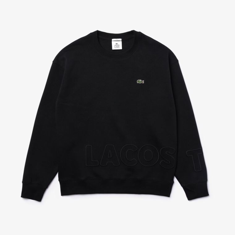 Lacoste LIVE Crew Neck Embroidered Bavlněné Blend Sweatshirt Černé | cy8afTbn