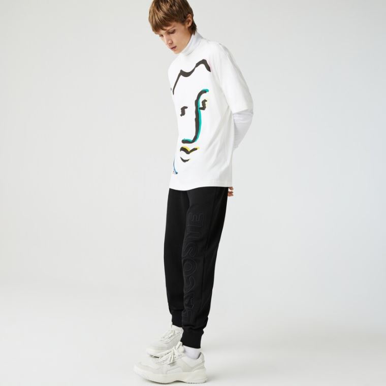 Lacoste LIVE Embroidered Bavlněné Blend Tracksuit Pants Černé | uamD3iYG