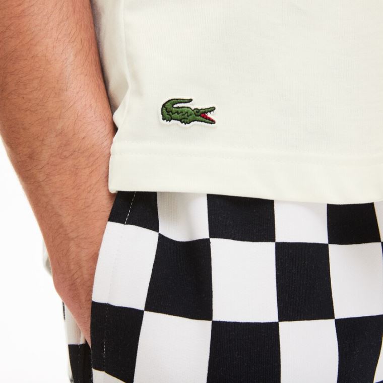 Lacoste LIVE Graphic Print Bavlněné T-shirt Bílé Černé | yUk00sQz