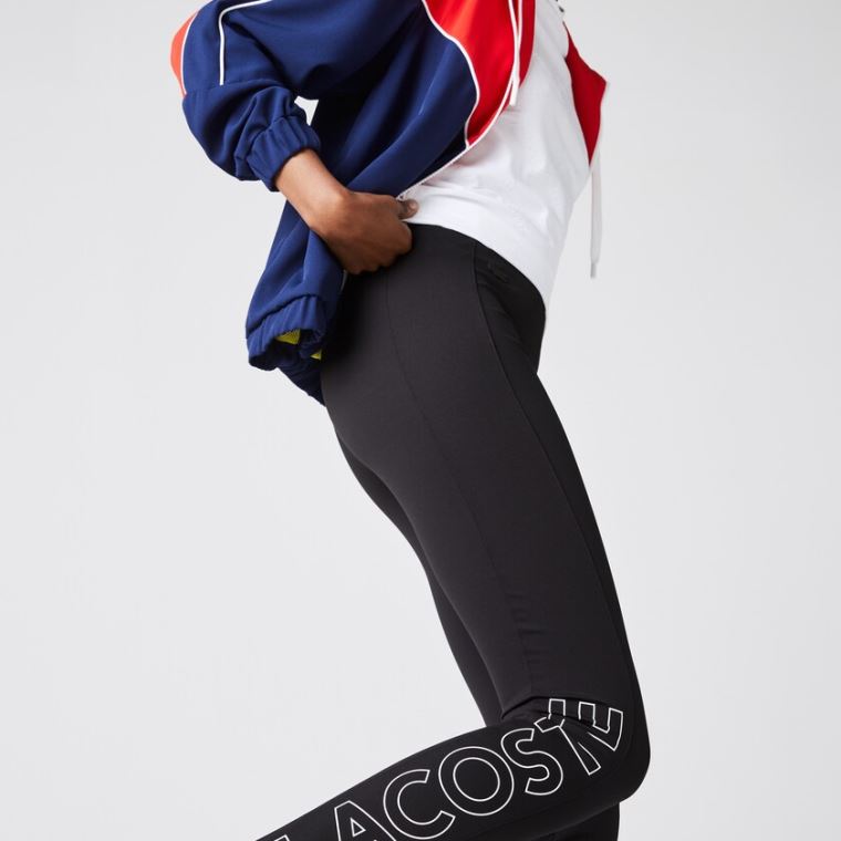 Lacoste LIVE Logo Printed Leggings Černé Bílé | R95SG7Tx