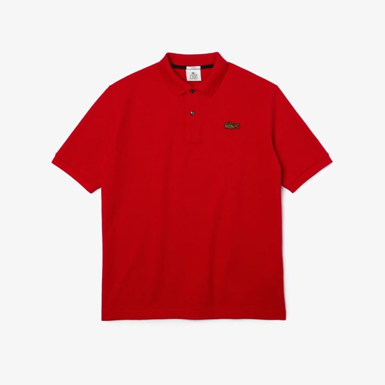 Lacoste LIVE Loose Fit Bavlněné Piqué Polo Shirt Červené | SPxgUVHs