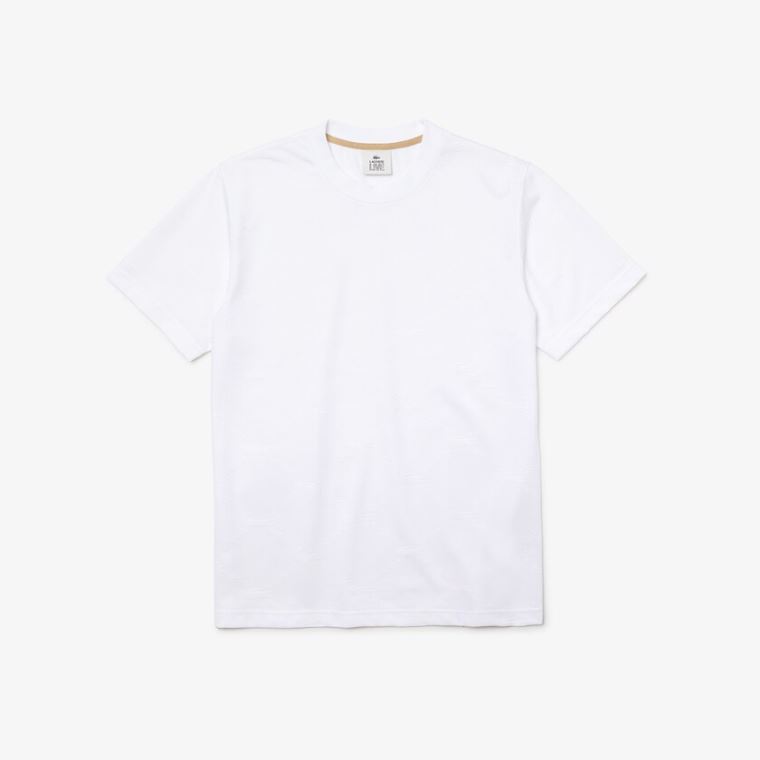 Lacoste LIVE Monogram Printed T-shirt Bílé | i5x9Fmcn