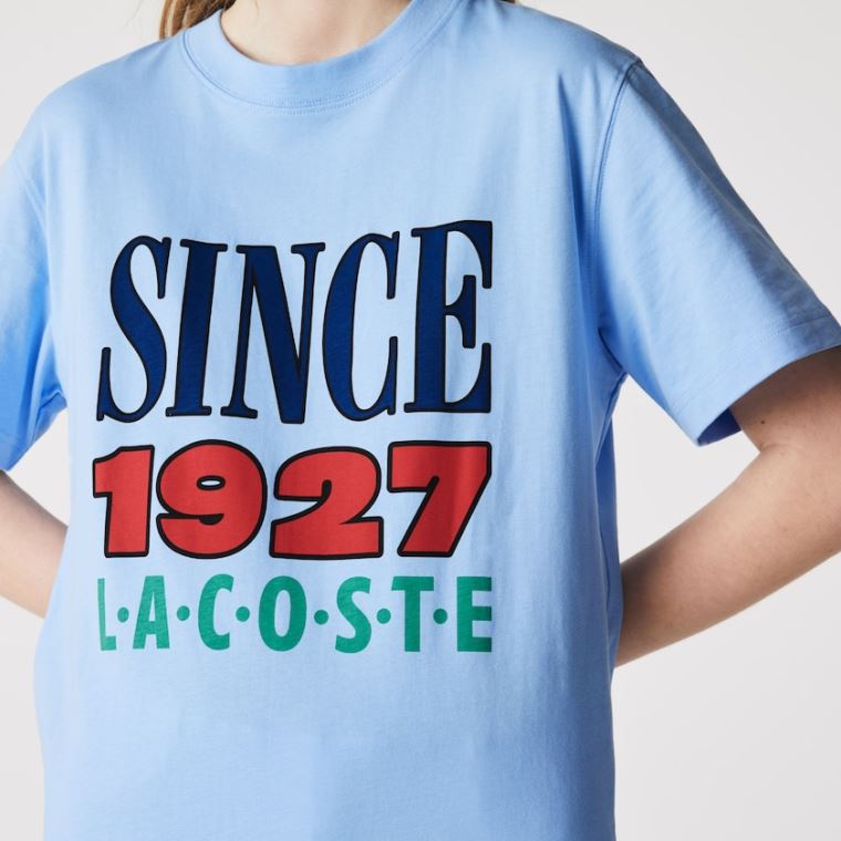 Lacoste LIVE Printed Bavlněné T-shirt Blankyt | SEedwTZM