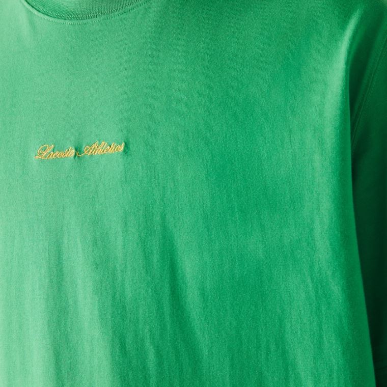 Lacoste LIVE Relaxed Fit Embroidered Bavlněné T-shirt Zelene | gr55iFx4