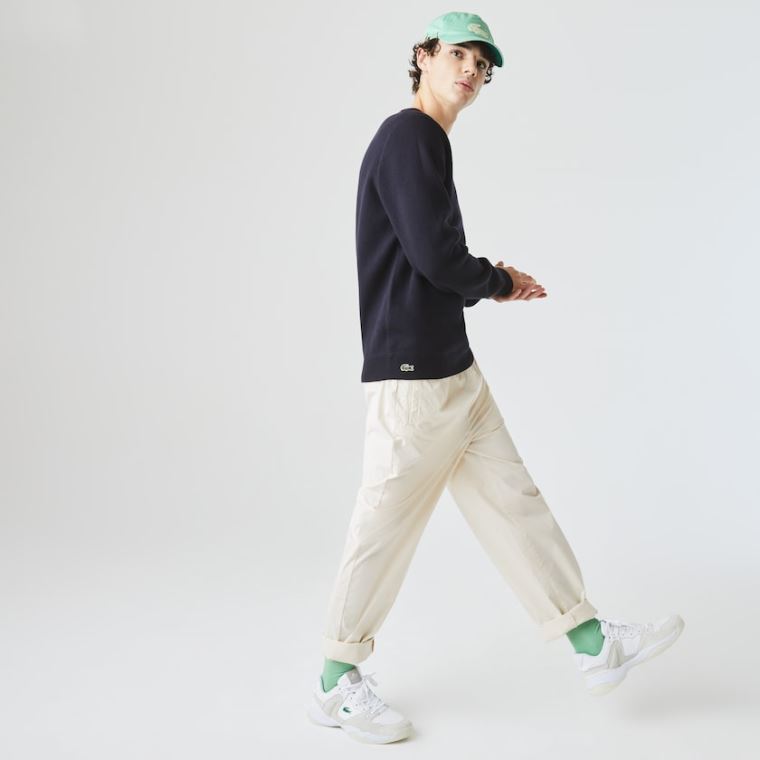 Lacoste LIVE Reversible Bavlněné Svetrové Tmavě Blankyt Blankyt Bílé | 4koo6IXQ