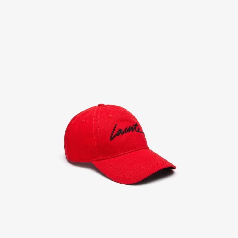 Lacoste LIVE Signature Bavlněné Cap Červené Černé | pz0GW9VG