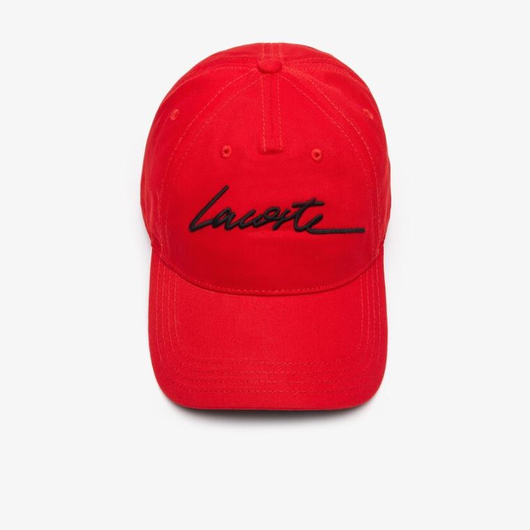 Lacoste LIVE Signature Bavlněné Cap Červené Černé | pz0GW9VG