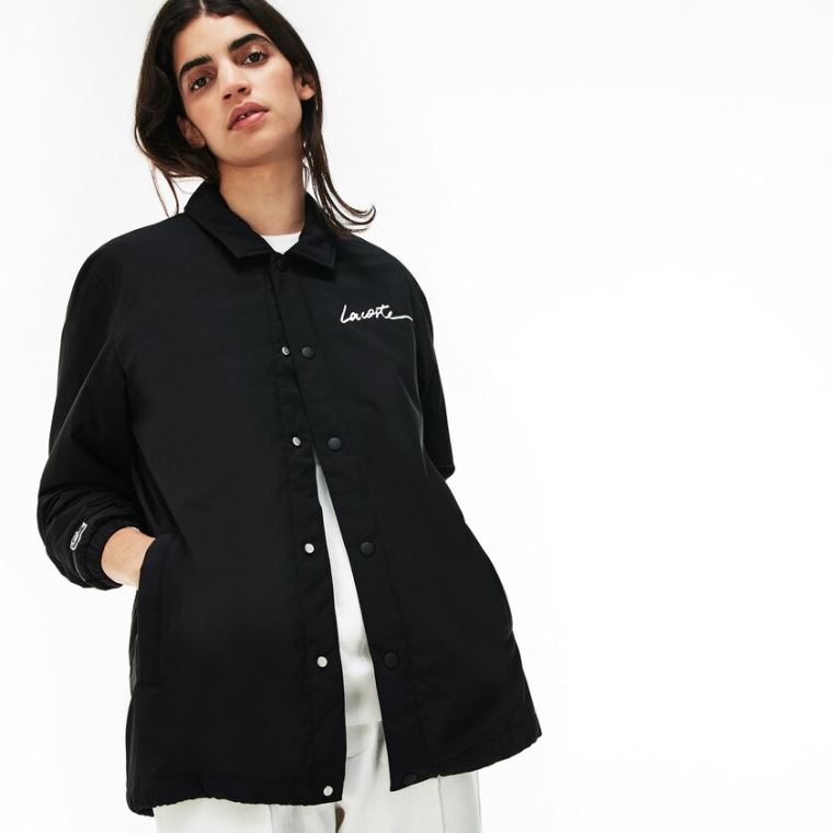 Lacoste LIVE Signature Taffeta Jacket Černé | PSjLBLOr