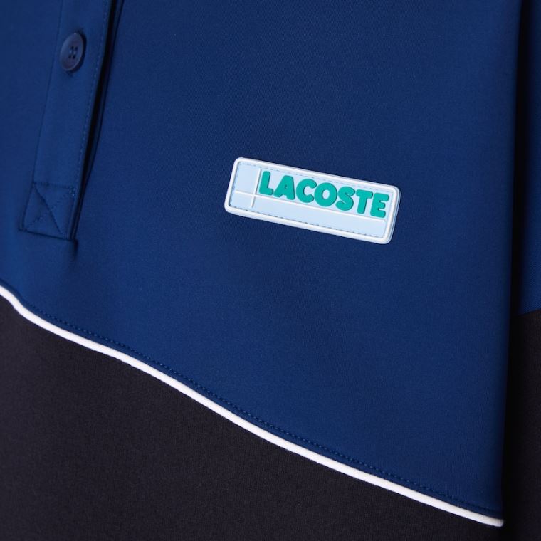 Lacoste LIVE Two-Tone Fleece And Neoprene Polo Šaty Tmavě Blankyt Blankyt Blankyt | PJNfERvM