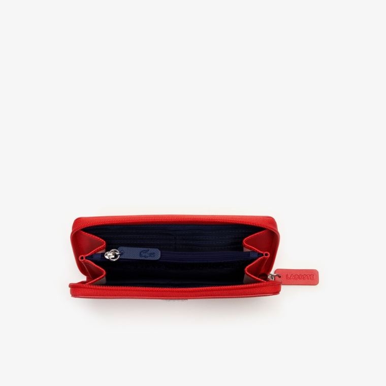 Lacoste L.12.12 Concept Petit Piqué 12 Card Zip Wallet Červené | 4PWTipIP