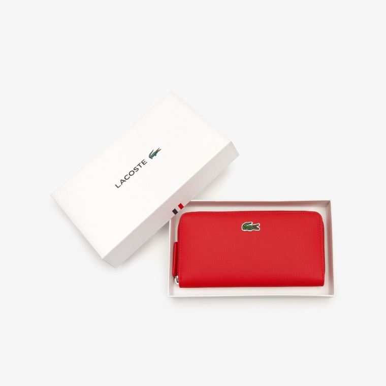 Lacoste L.12.12 Concept Petit Piqué 12 Card Zip Wallet Červené | 4PWTipIP