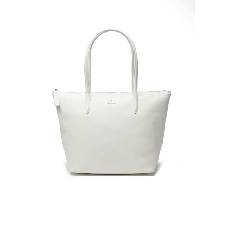 Lacoste L.12.12 Small Læder Tote Bag Bílé | aD8GeTTc