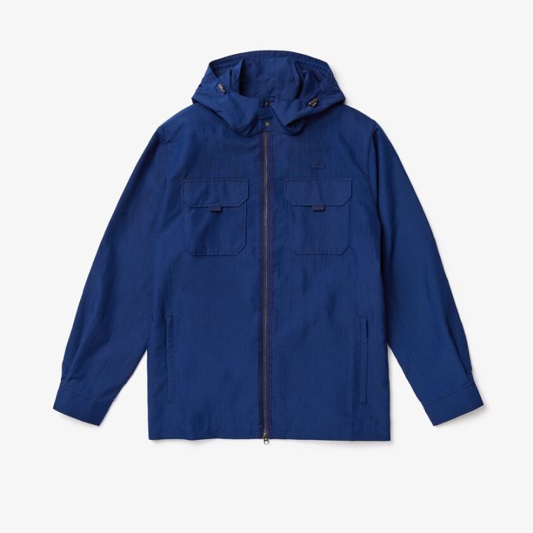 Lacoste Lehké Detachable-Hood Jacket Tmavě Blankyt Blankyt | hwan5LYV