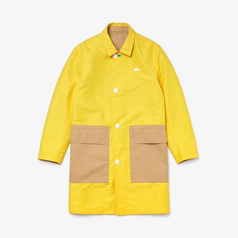 Lacoste Lehké Vody-Resistant Reversible Twill Coat Béžový Žluté | hSM1hGqV