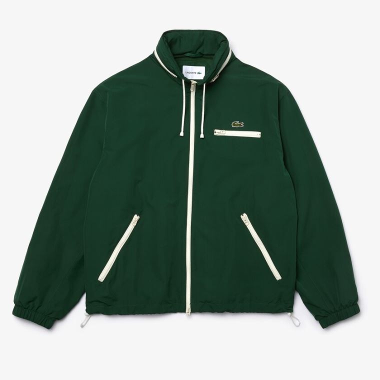 Lacoste Lehké Vody-Resistant S Kapucí Windbreaker Zelene | H5kC1V2C